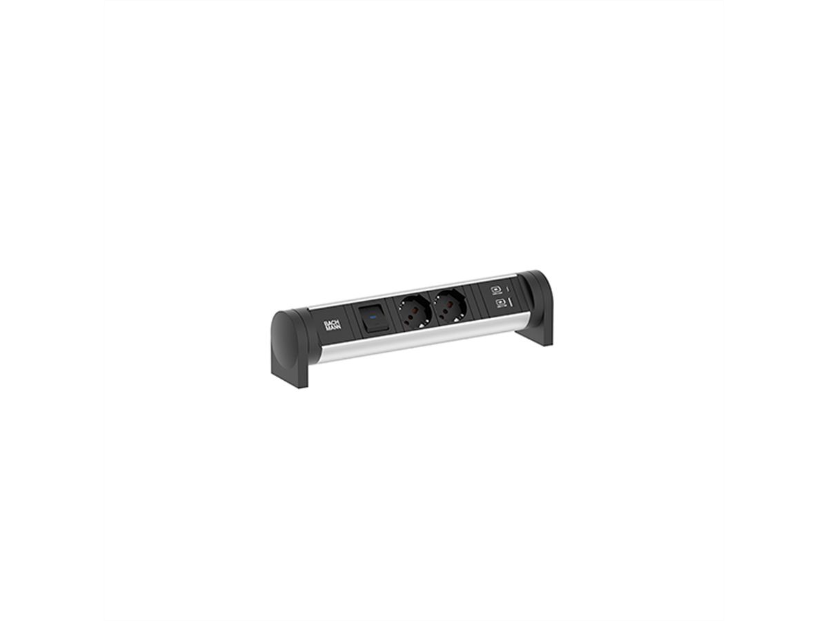 BACHMANN CYCLE Desk 2xP40 1xSchalter 1xUSB A/C 22W 0,2m GST18
