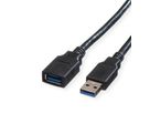 ROLINE USB 3.2 Gen 1 Kabel, Typ A-A, ST/BU, schwarz, 0,8 m