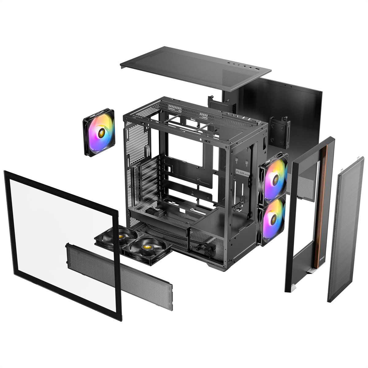ANTEC FLUX Rear ATX/Micro-ATX/ITX Midi Tower PC Gehäuse , schwarz
