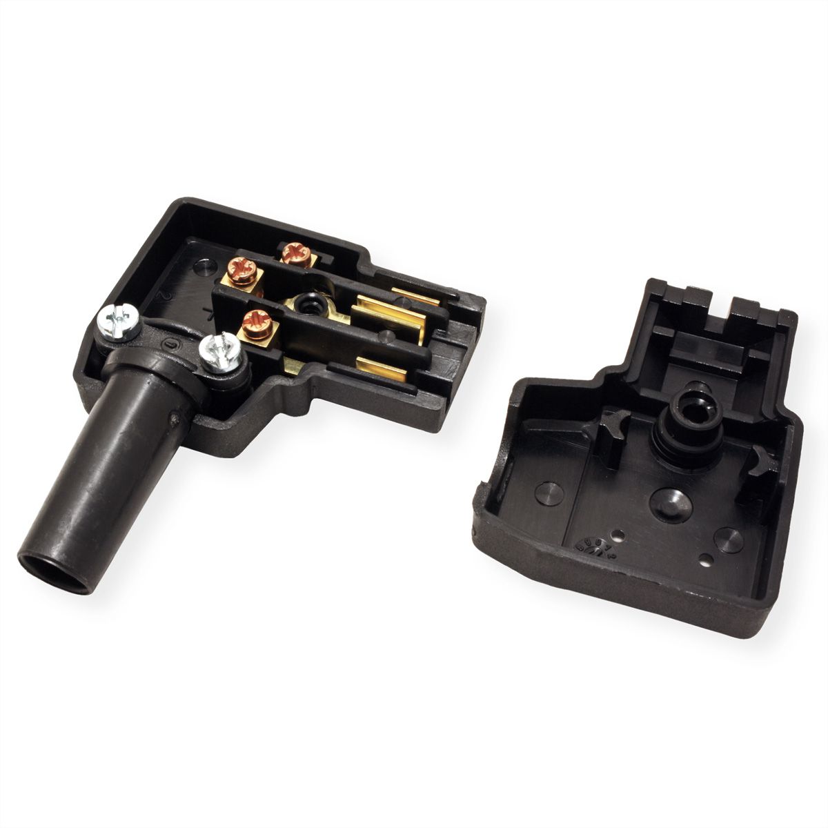 BACHMANN Kaltgerätekupplung IEC320 C13 rechtsgewinkelt 10A/250VAC, Schraubanschluß, schwarz