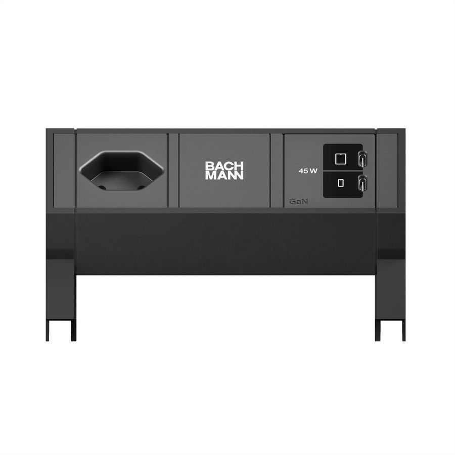 BACHMANN DESK2 1xCH 90° 1xUSB C/C 45W, L=0,2m RAL9005