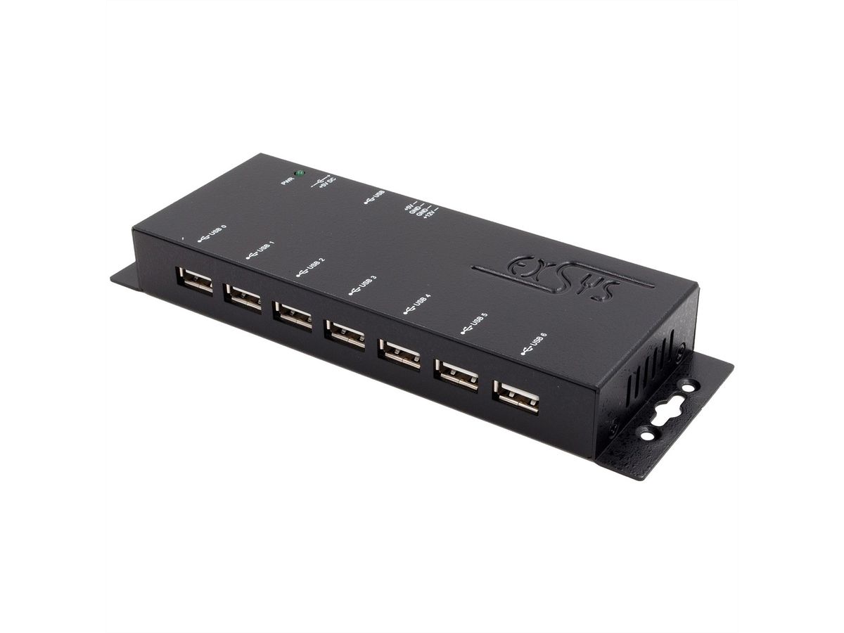 EXSYS EX-1177-2S USB 2.0 Hub mit 7 Ports 15KV ESD Überspannungs-Schutz