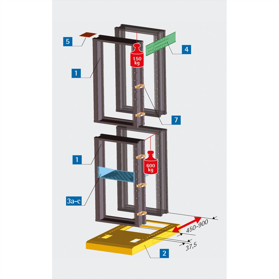 19"-Verteilergestell 42 HE, 2100x600x1100mm, mit Sockel