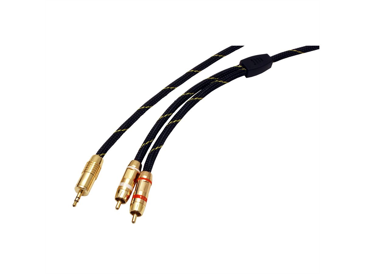 ROLINE GOLD Audio-Verbindungskabel 3,5mm Stereo - 2x Cinch, ST/ST, 5 m