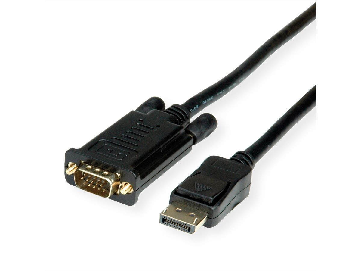 VALUE Kabel DisplayPort-VGA, DP ST - VGA ST, schwarz, 5 m