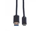 ROLINE USB 3.2 Gen 1 Kabel, A-C, ST/ST, schwarz, 0,5 m