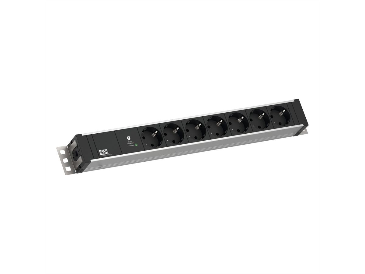 BACHMANN 19" 1,5HE 7xCEE7/3 ws 1xSPD-Plus 2,0m CEE7/7