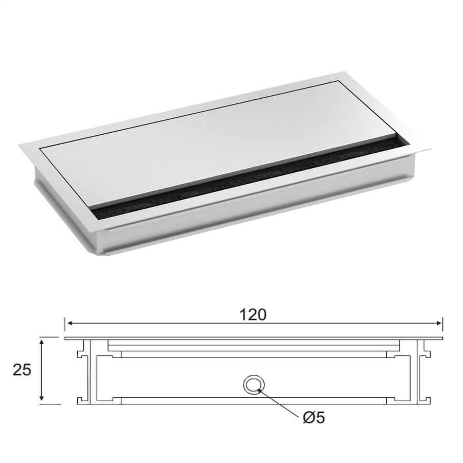 BACHMANN LOOP SQUARE Kabeldurchführung, 240mm, silberfarben