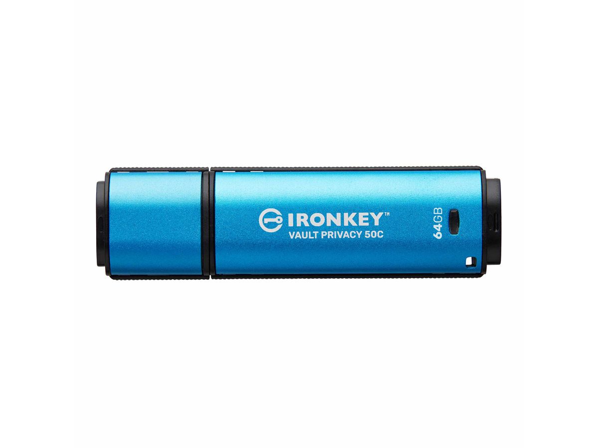 Kingston Technology IronKey VP50 USB-Stick 64 GB USB Typ-C 3.2 Gen 1 (3.1 Gen 1) Schwarz, Blau