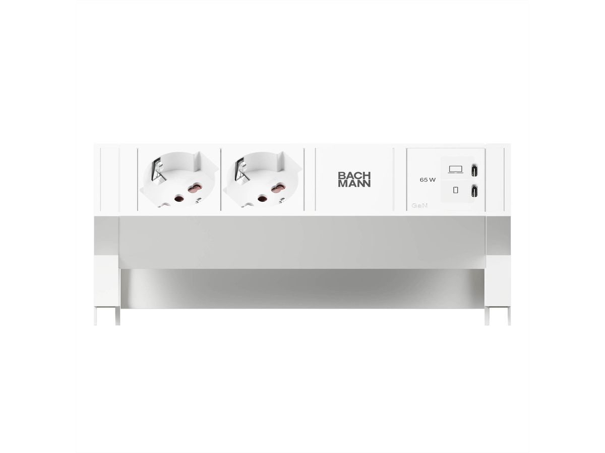 BACHMANN DESK2 white 2xP40, 1xUSB C/C 65W L=0,2m RAL9010