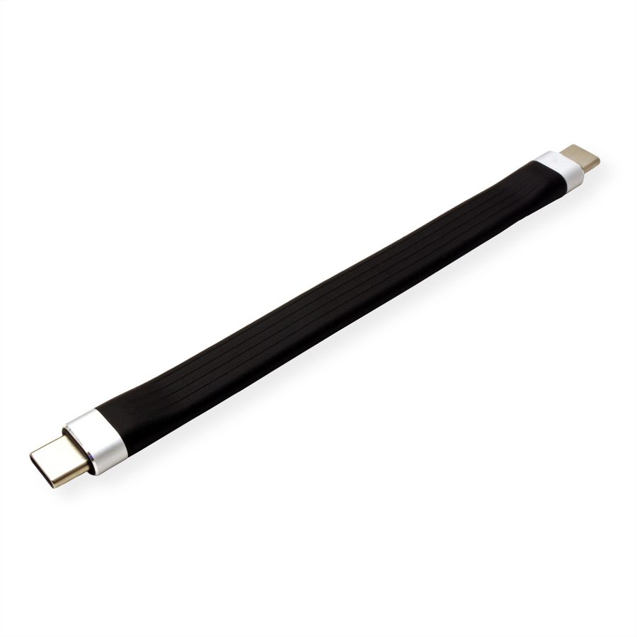 ROLINE USB 3.2 Gen 2 Silikonkabel, Emark, USB C-C, ST/ST, 8K UHD, 10Gbit/s, 60W, schwarz, 11 cm