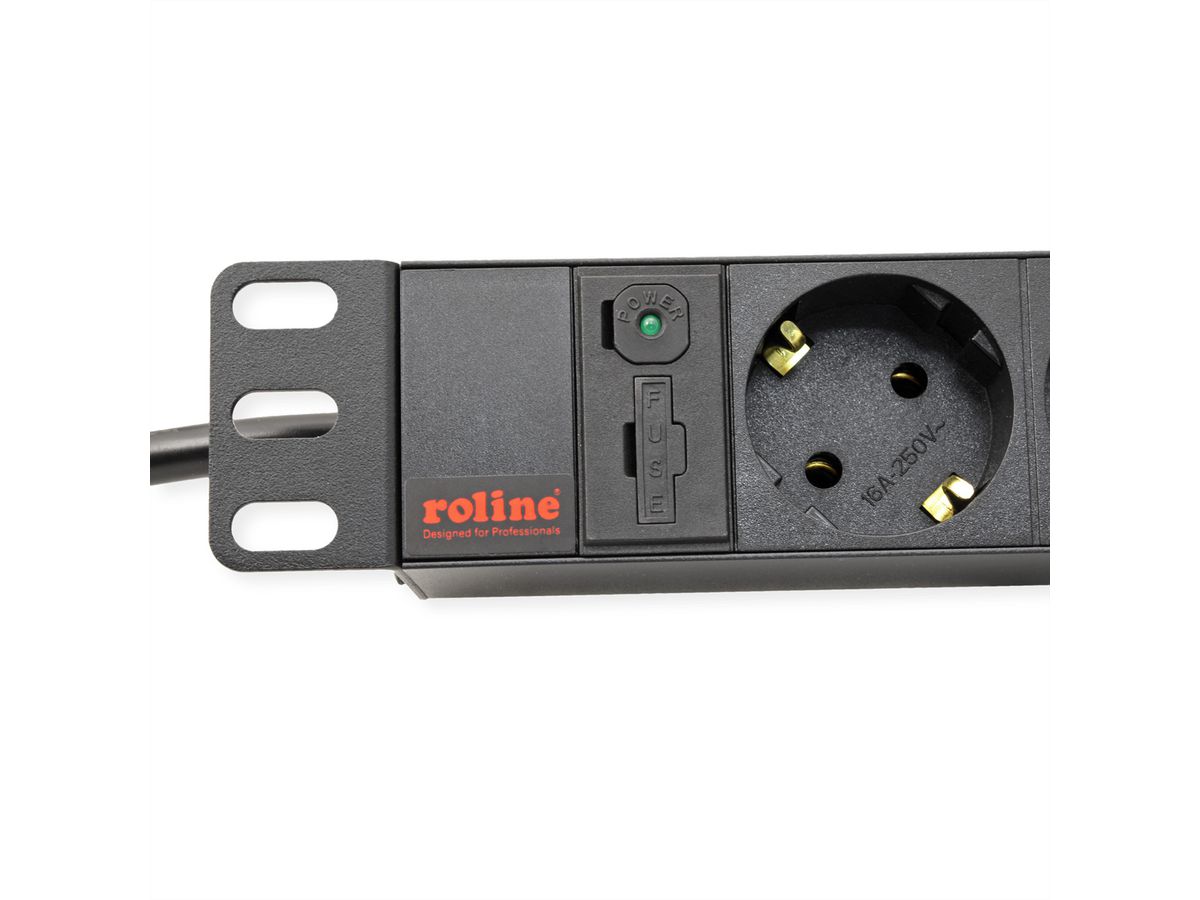ROLINE 19-Zoll Steckdosenleiste 8fach, C14-Stecker, schwarz, 2 m