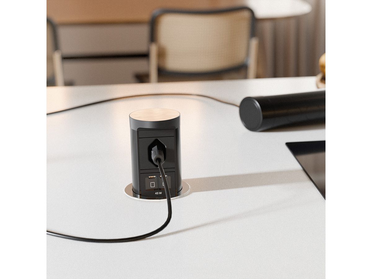 BACHMANN ELEVATOR2 1xCH T13, 1xUSB C/C 45W Edelstahl-Optik L=2,0m AEH