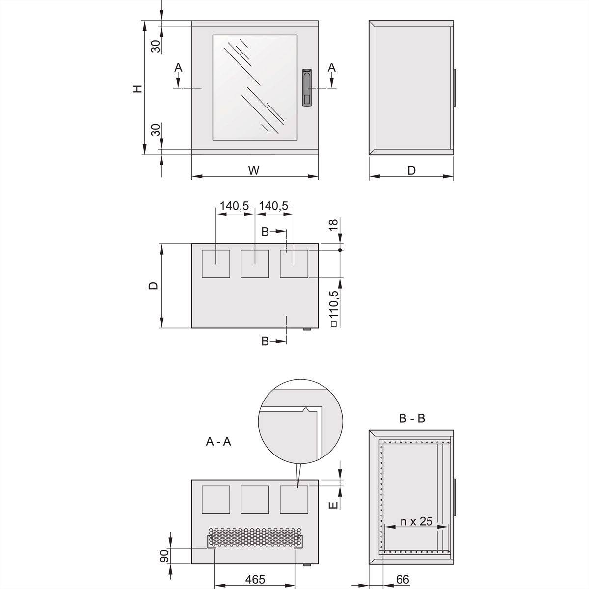 SCHROFF EPCASE 20 HE, (H x B x T) 962 x 600 x 500 mm