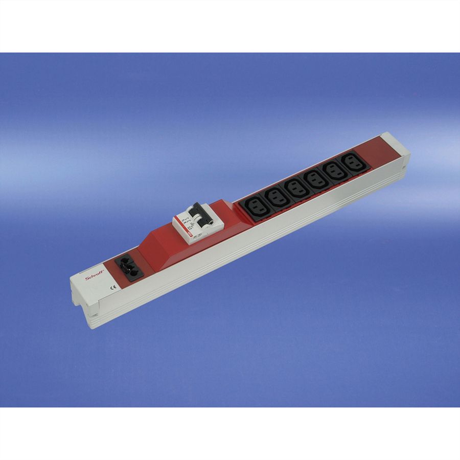 SCHROFF IEC-Steckdosenleiste mit Wieland Anschluss - STECKDL.6X IEC60320 C13 ROT