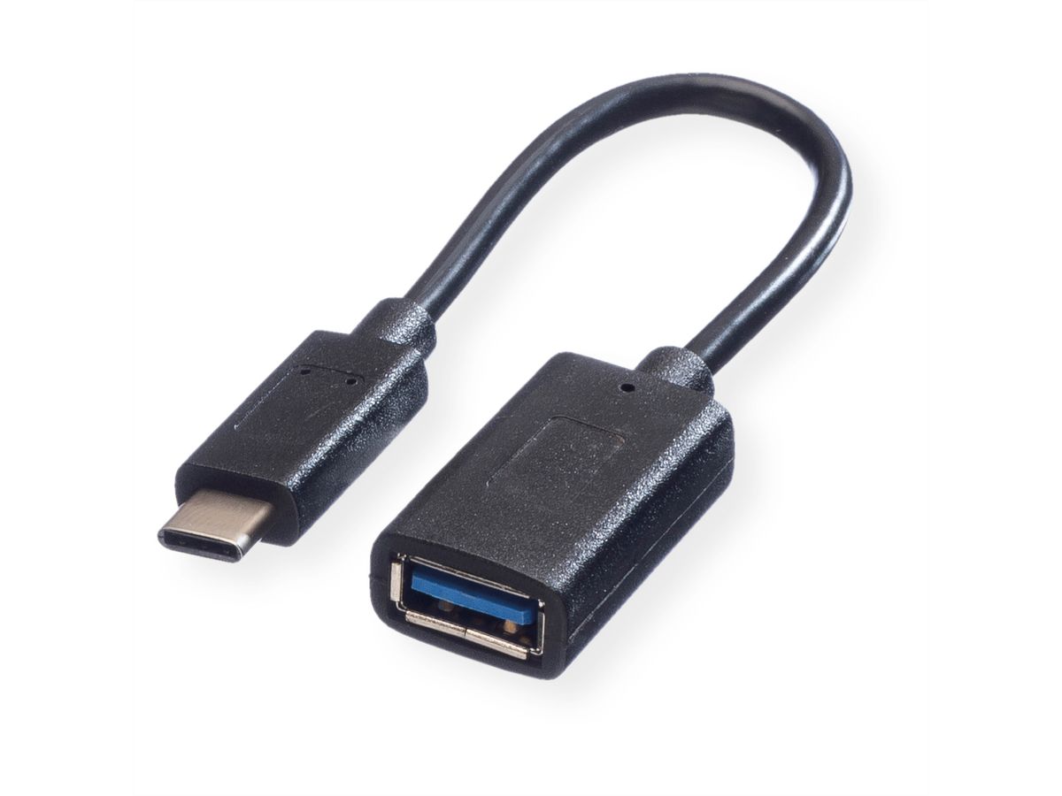 VALUE USB 3.2 Gen 1 Kabel, USB Typ C - A, ST/BU, OTG, schwarz, 0,15 m