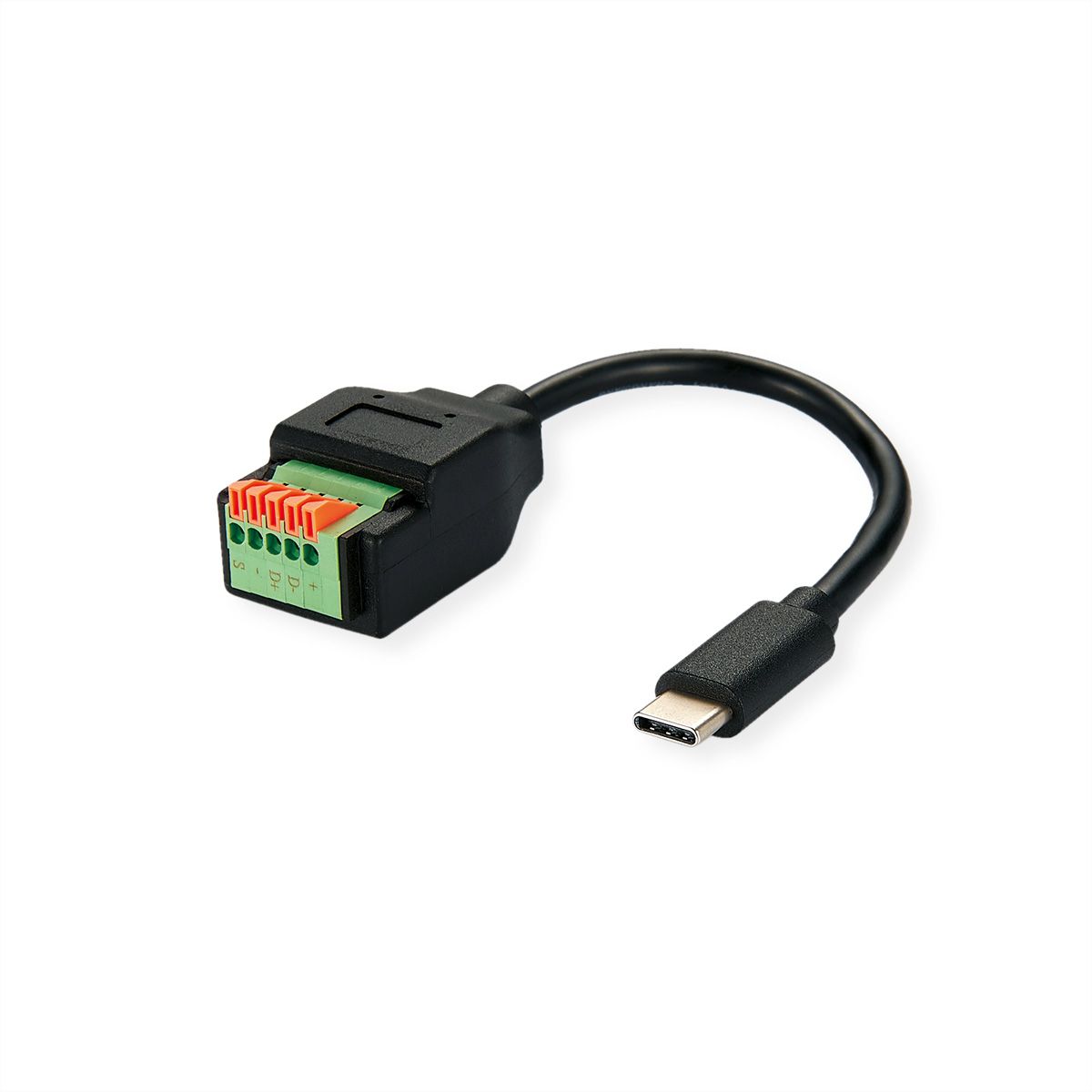 ROLINE Kabeladapter USB-C Stecker zu 5-Pin-Klemmleiste, (Drucktasten), 15 cm