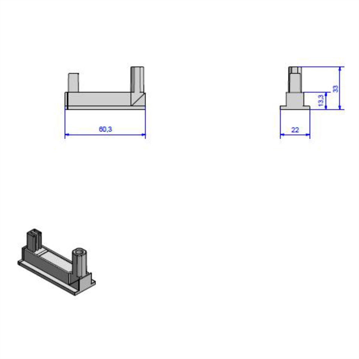 BACHMANN DESK2 Klebesockel RAL9005, Schwarz 2 Stück