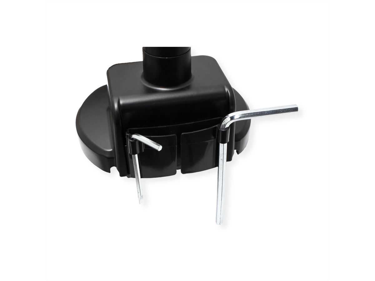 ROLINE Schwerlast-LCD-Arm, Trägerstange, 4 Gelenke, Tischmontage, bis 27 kg, schwarz