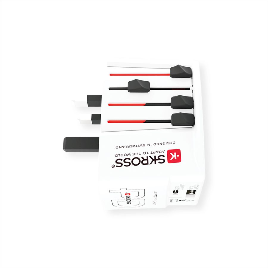 Skross MUV USB A/C 65PD Reiseadapter mit USB-C Kabel, Weltweit