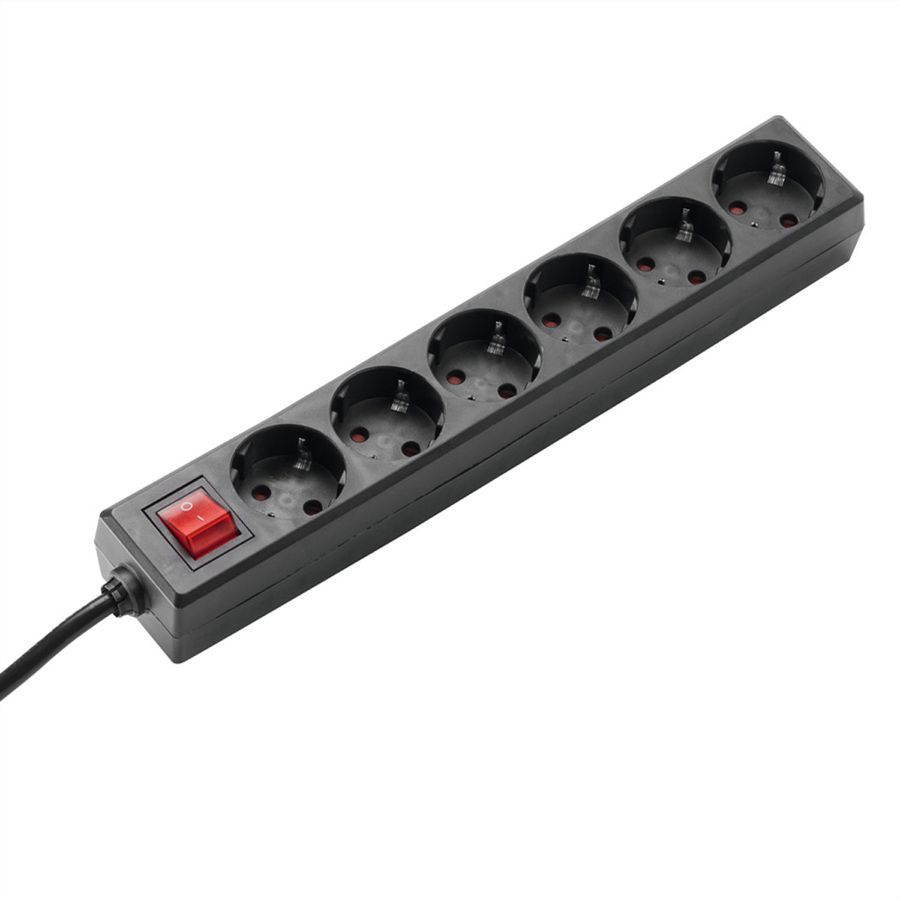 BACHMANN SELLY Steckdosenleiste 6x Schutzkontakt, Schalter, schwarz, 1,5 m