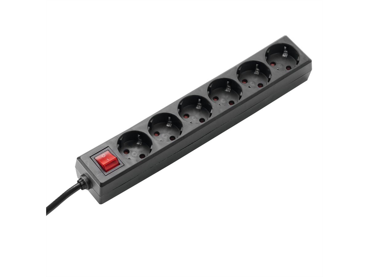 BACHMANN SELLY Steckdosenleiste 6x Schutzkontakt, Schalter, schwarz, 1,5 m