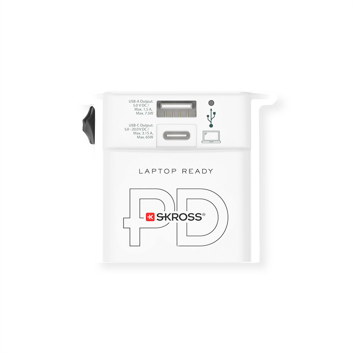Skross MUV USB A/C 65PD Reiseadapter mit USB-C Kabel, Weltweit