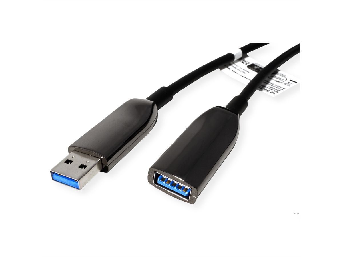 ROLINE USB 3.2 Gen 1 Aktives Repeater Kabel (AOC), ST/BU, schwarz, 10 m