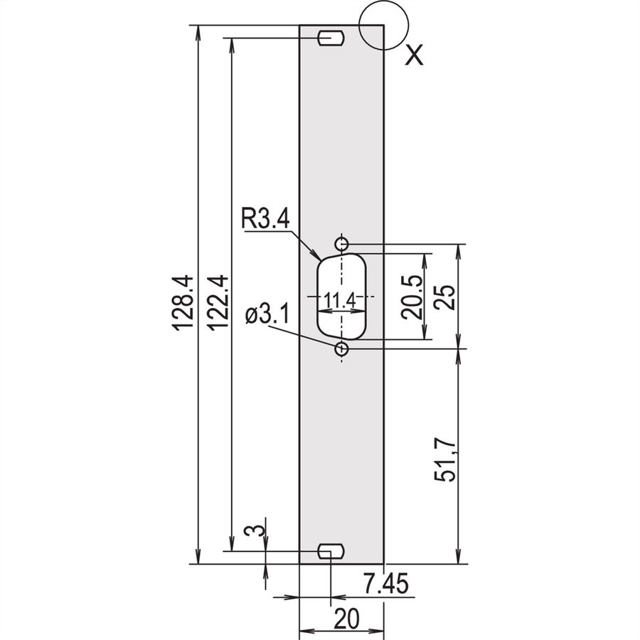 SCHROFF Frontplatten für D-Sub Steckverbinder - TEILFRONTPL.3HE 4TE 1X9 DC