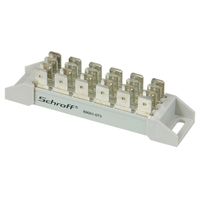 SCHROFF Stromschiene, 4-polig für Flachstecker 6,3 x 0,8 mm - ANSCHLUSSVERVIELFACHER 4X6P.
