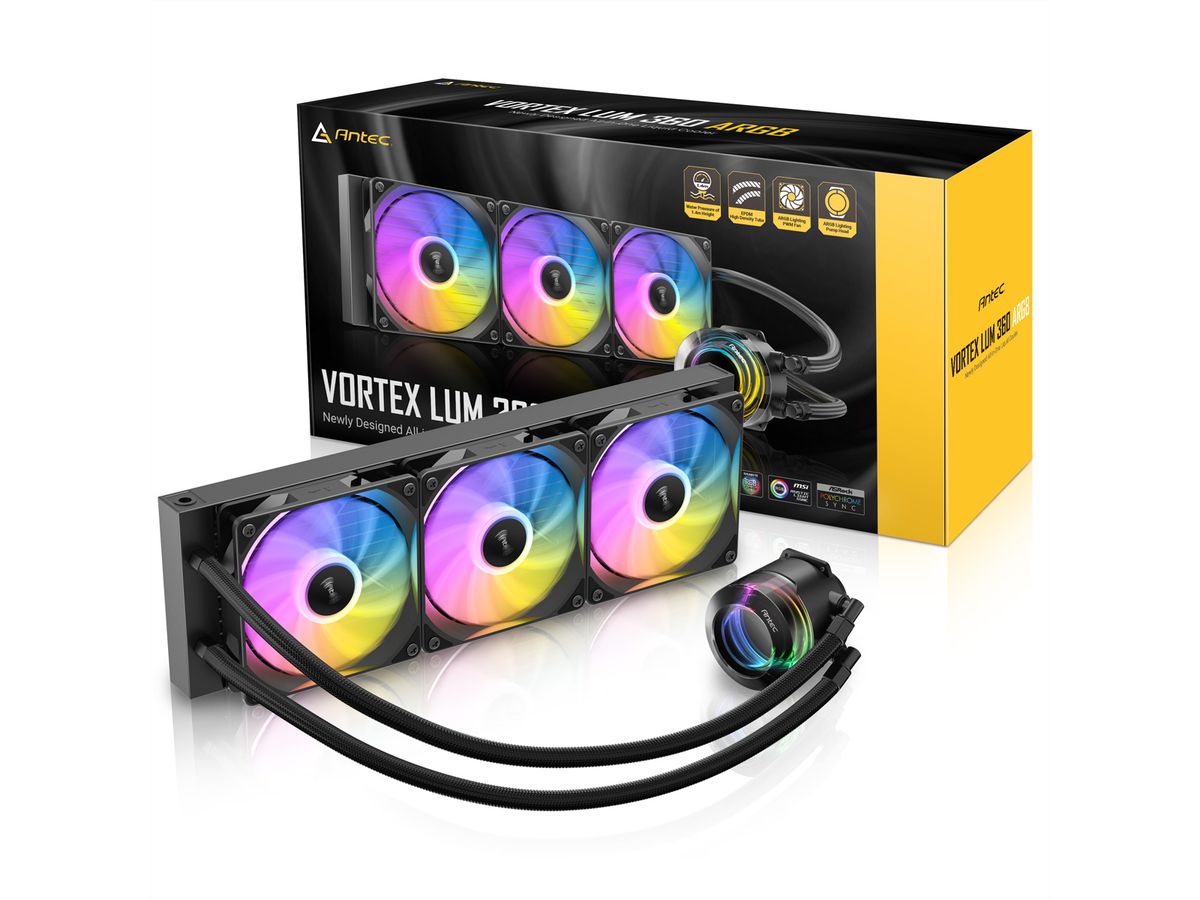 ANTEC Vortex Lum 360 ARGB Prozessorlüfter Wasserkühlung, schwarz
