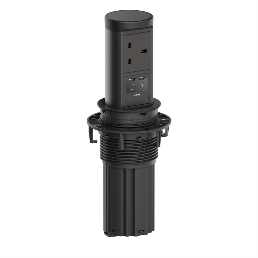 BACHMANN ELEVATOR2 1xUK, 1xUSB C/C 45W RAL9005 0,5m ISV