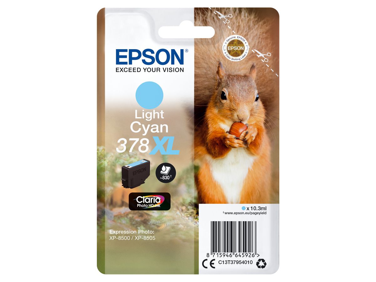 Epson Singlepack Light Cyan 378XL Claria Photo HD Ink Tintenpatrone