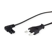 VALUE Netzkabel Euro-Flachstecker auf C7 gewinkelt, 2polig, schwarz, 1,8 m