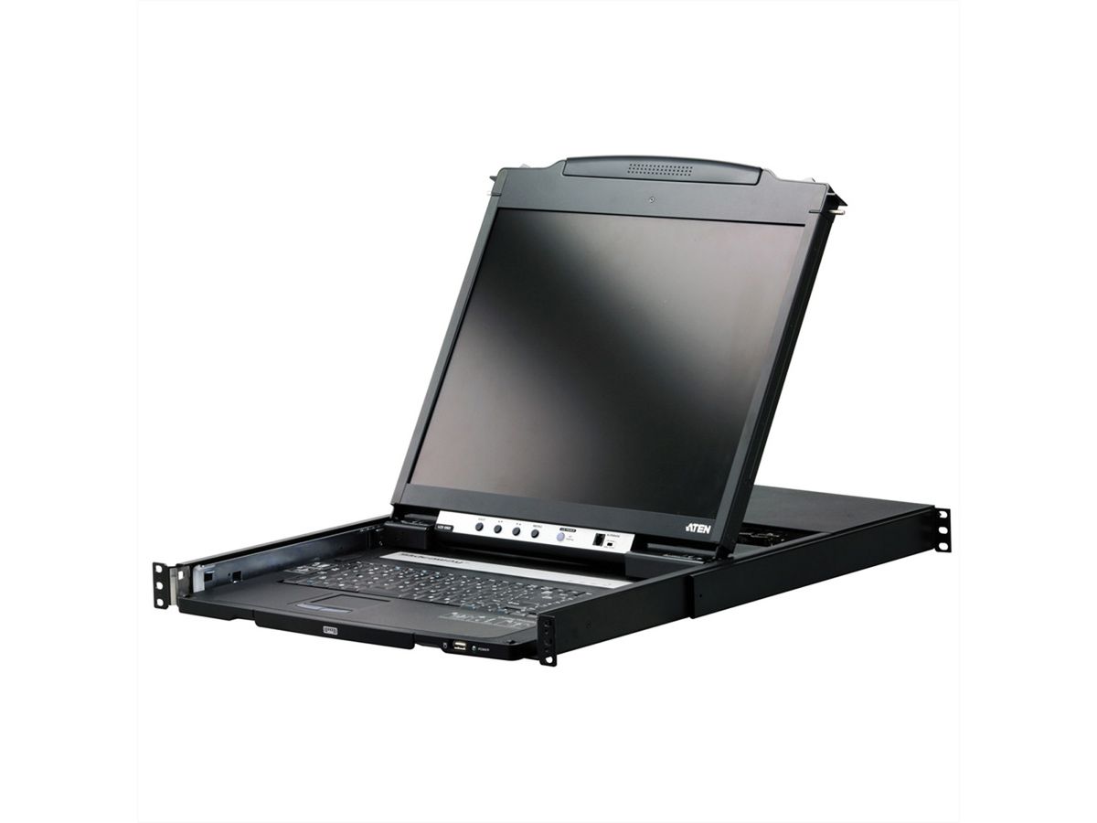 ATEN CL5800N KVM-Konsole, 48cm LCD, VGA, PS/2-USB, Peripheral Port, DE-Layout