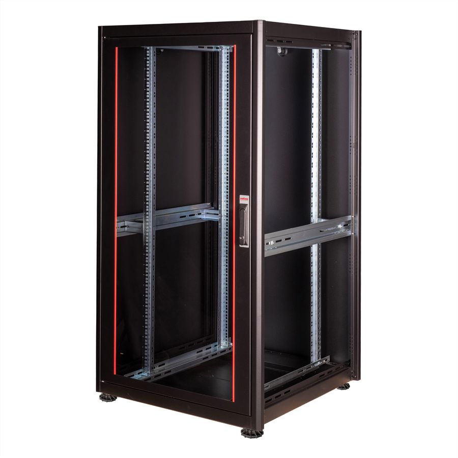 ROLINE 19-Zoll Netzwerkschrank Basic 32 HE, 600x600 BxT Glastür schwarz