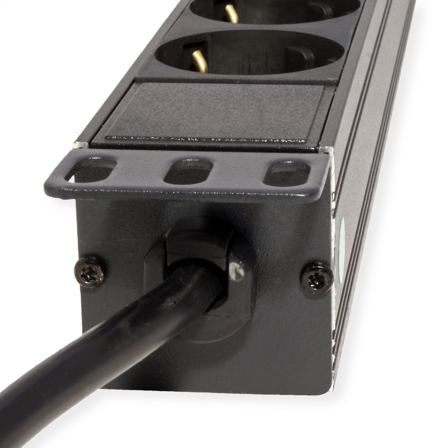 VALUE 19-Zoll-Steckdosenleiste 8fach, 1 HE, Schutzkontakt-Stecker, 2,8 m