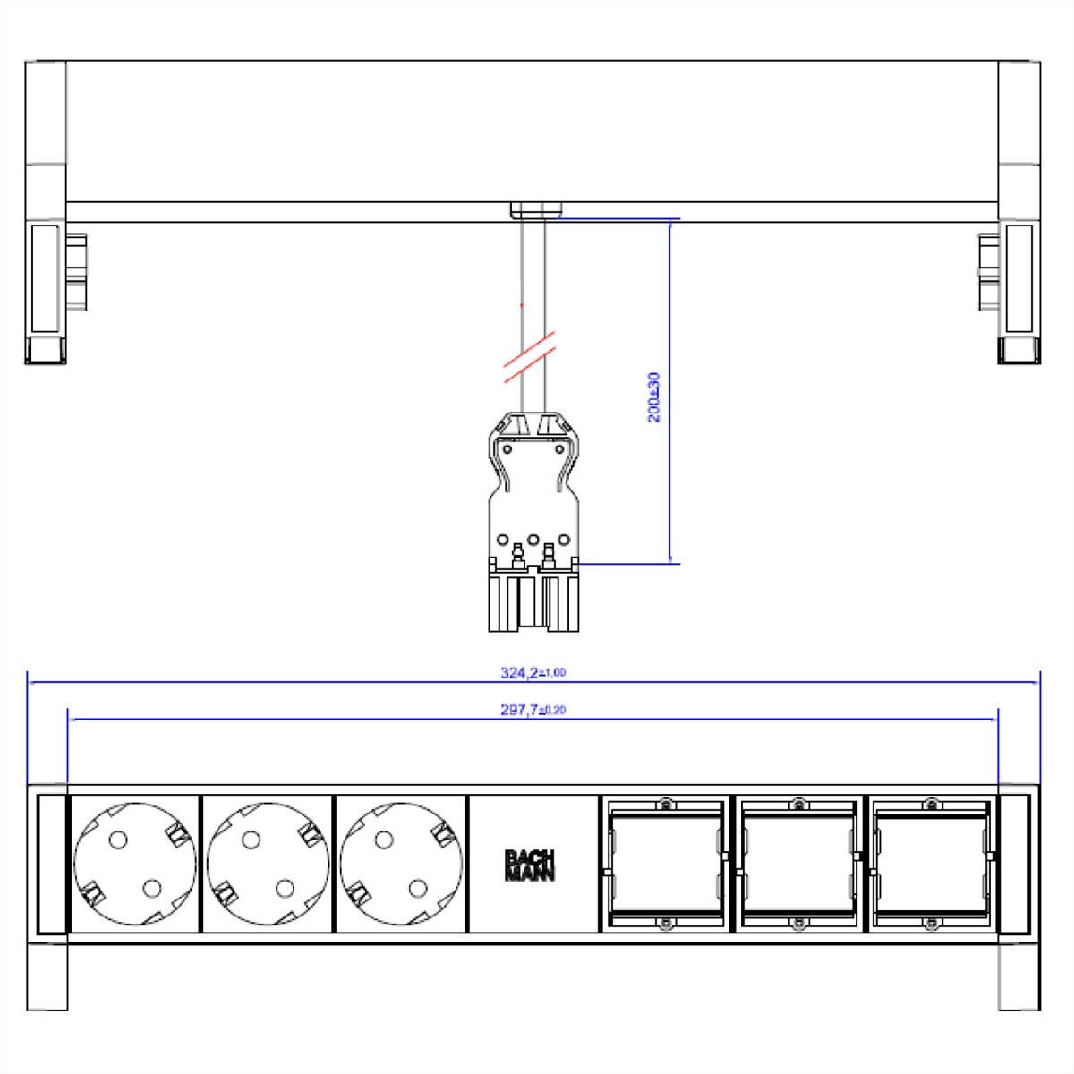 BACHMANN DESK2 3x Schutzkontakt 3x ABD GST18 Inox