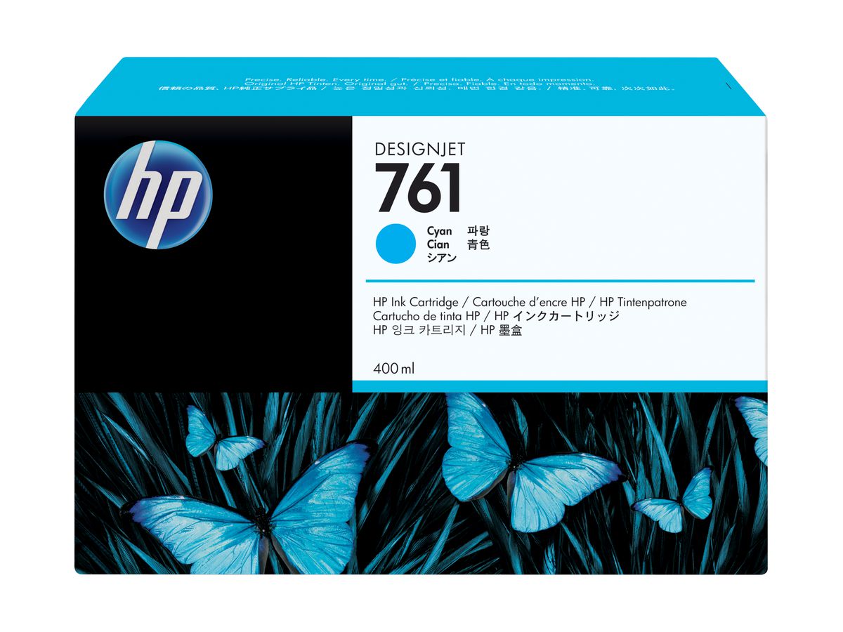HP 761 Cyan DesignJet Druckerpatrone, 400 ml
