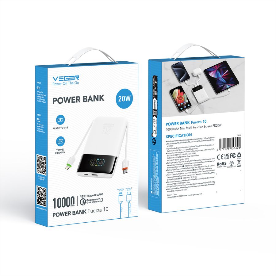 VEGER Powerbank W1211A 10000mah White