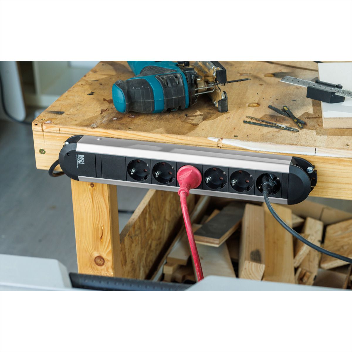 BACHMANN PRIMO Steckdosenleiste 6x Schutzkontakt, Aluminium, 1,75 m