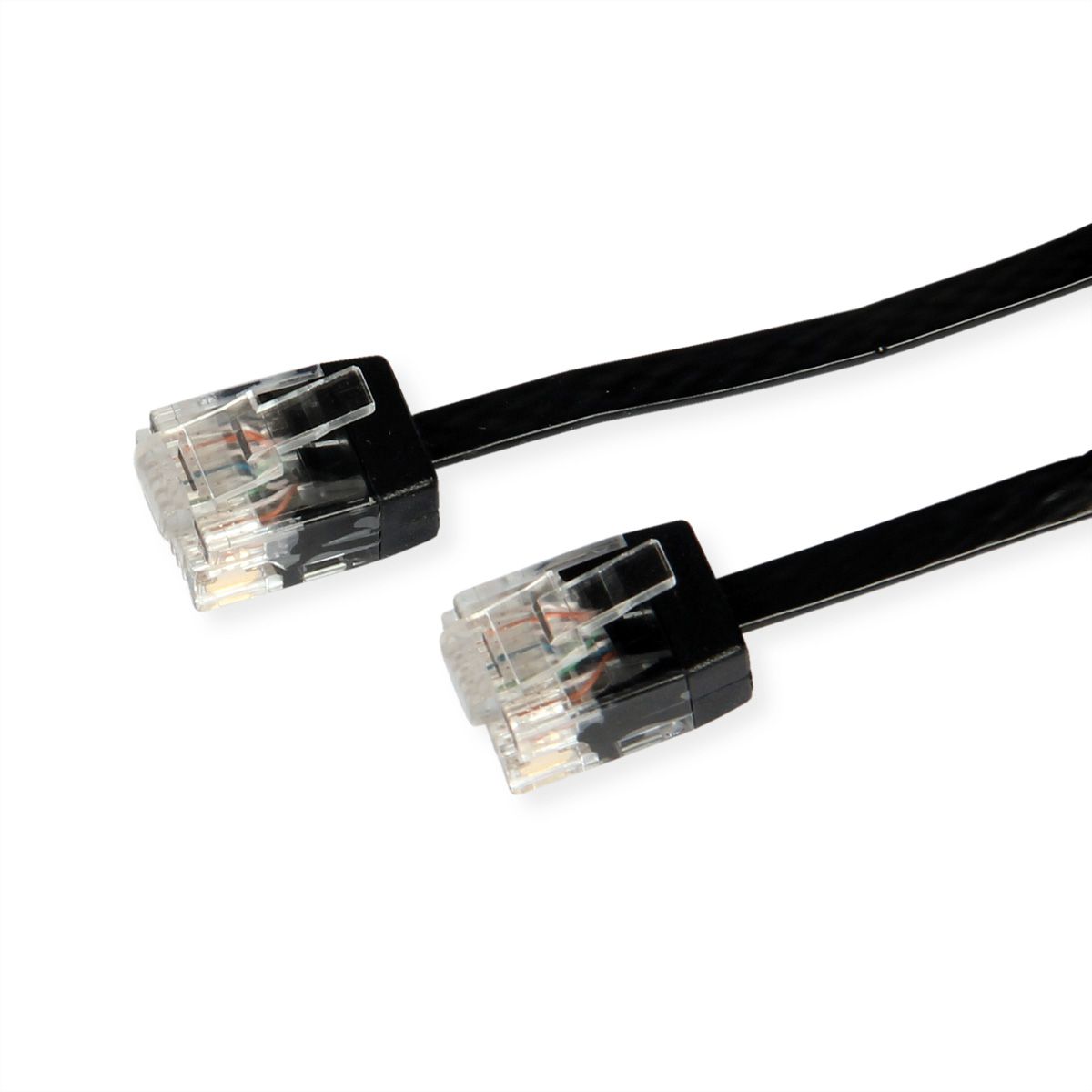 ROLINE UTP Patchkabel Cat.6A (Class EA), extra-flach, schwarz, 2 m
