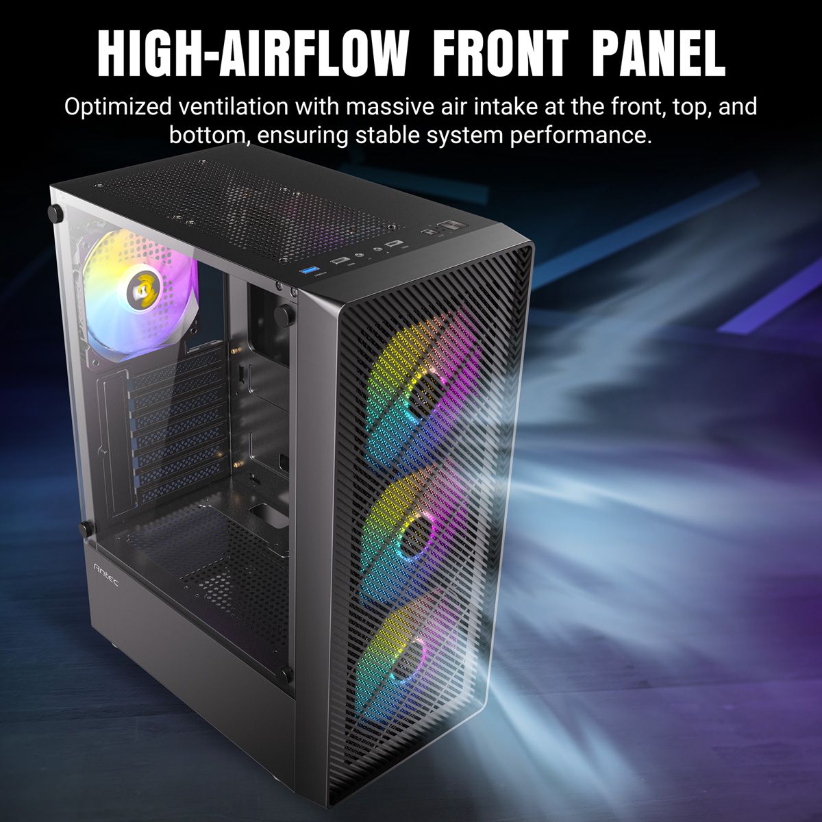 ANTEC AX26 RGB Elite PC Gehäuse Midi Tower Gaming ATX, schwarz