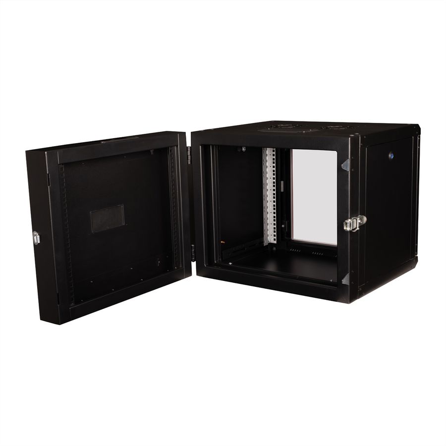 ROLINE 19-Zoll Wandgehäuse Pro 9 HE, 600x600 BxT zweiteilig schwenkbar schwarz
