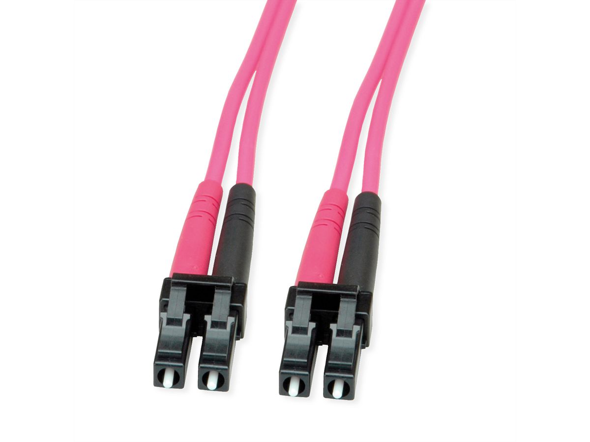 TELEGÄRTNER LWL Rangierkabel 2x G50/125 OM4, 1x LC Duplex - 1x LC Duplex, violett, 10 m