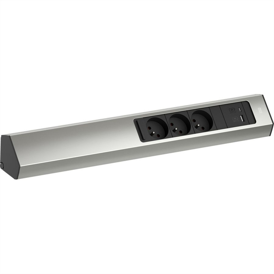 BACHMANN CASIA2 3xUTE 1xUSB A/C 22W 2,0m AEH Edelstahl-Optik