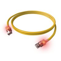 EasyLan DualBoot LED Patchkabel RJ45 S/FTP Cat.6A (Class EA), mit saCon Stecker, LSOH, gelb, 0,5 m