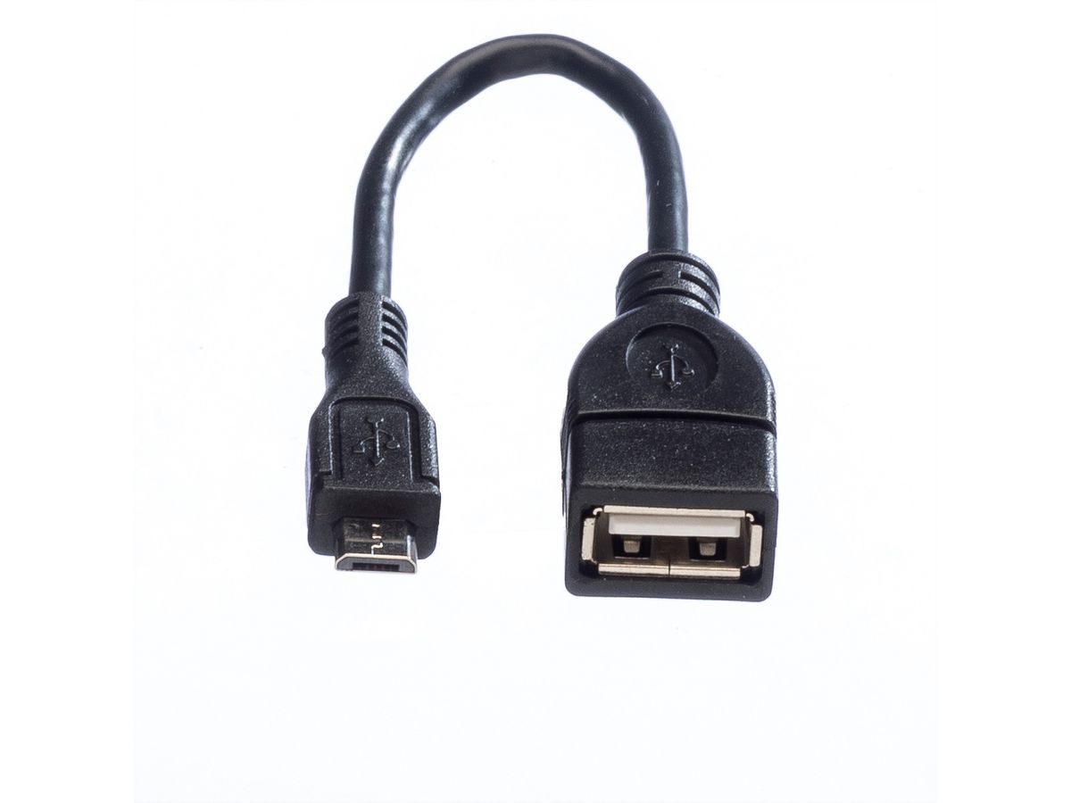 VALUE USB 2.0 Kabel, USB 2.0 Typ Micro B - Typ A BU, OTG, 0,15 m