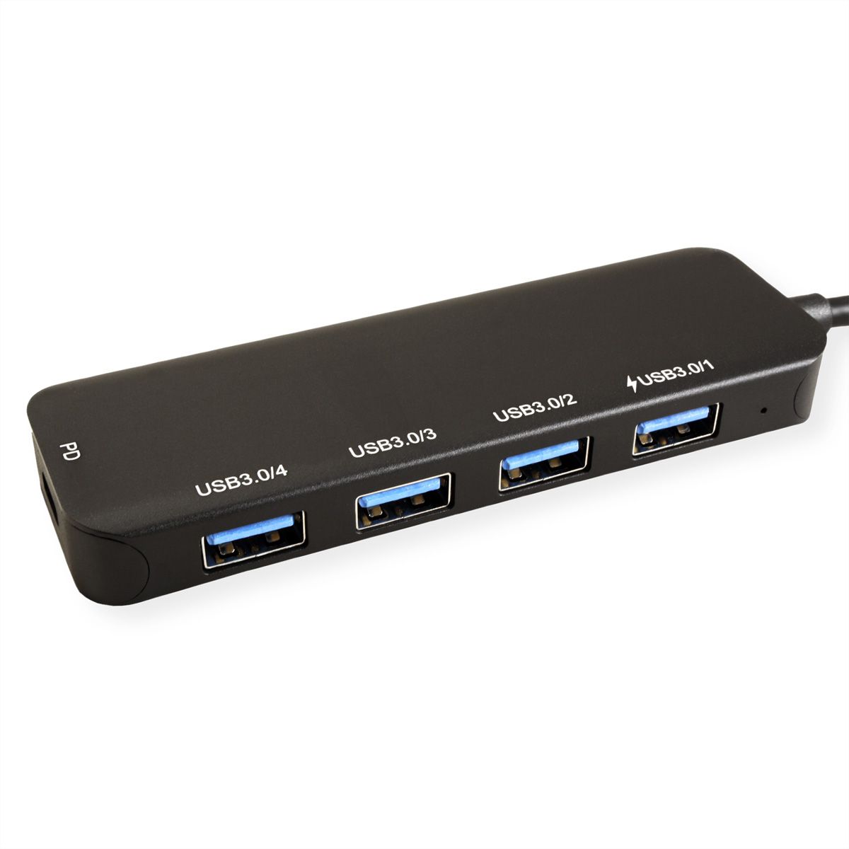 VALUE USB 3.2 Gen 1 Hub, 4fach, Typ C Anschlusskabel, mit 1 PD-Port