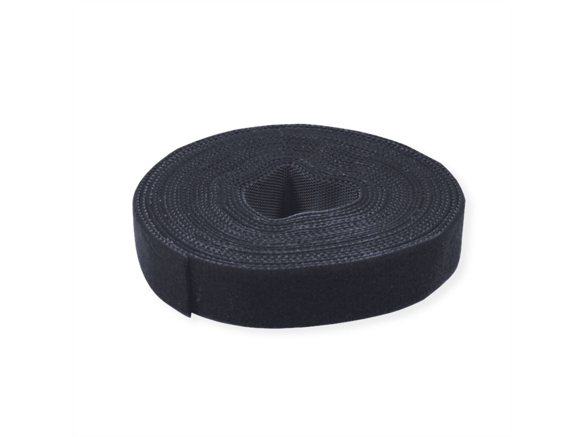 VALUE Klettband auf Rolle, 10mm, schwarz, 25 m